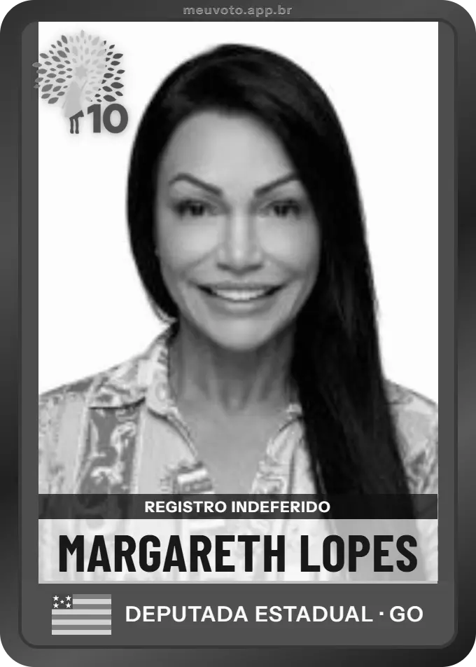 Carta de Margareth Lopes, Republicanos. Teve o registro indeferido pelo TSE e não vai à urna.