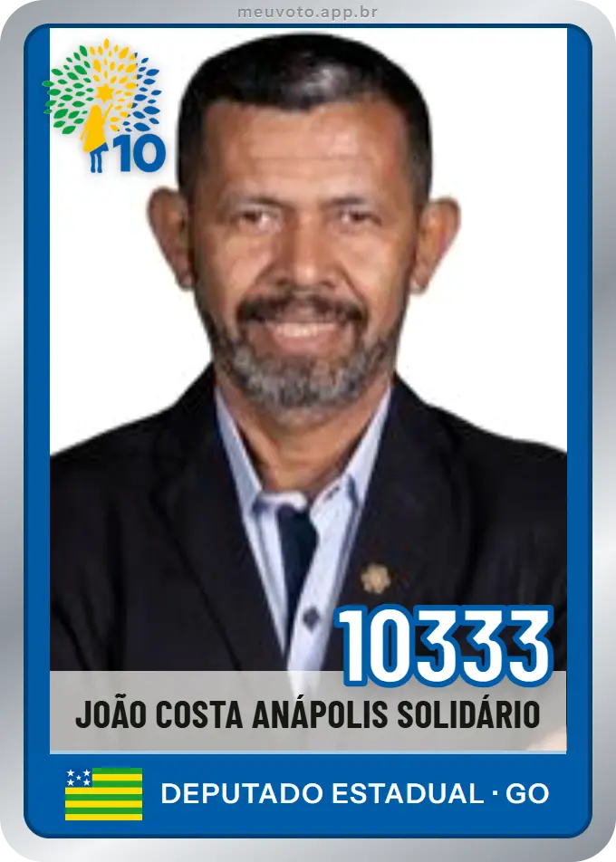 Carta de João Costa Anápolis Solidário, número 10333, Republicanos
